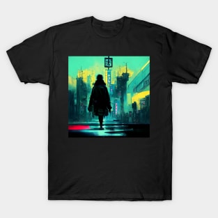 Lo-fi Saunter - Cyberpunk Cityscape Skyline T-Shirt